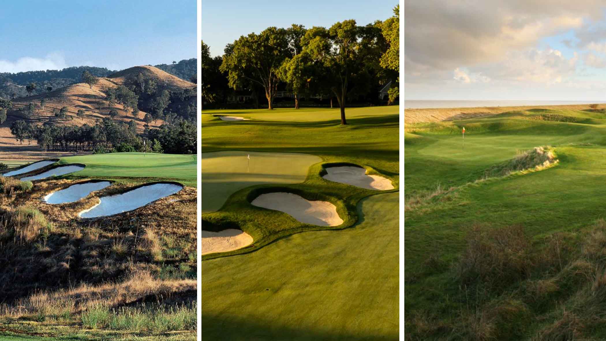 From left: Ellerston (Greg Norman GC Design); Interlachen (Brad Rempel); Royal Cinque Ports (Kevin Murray)