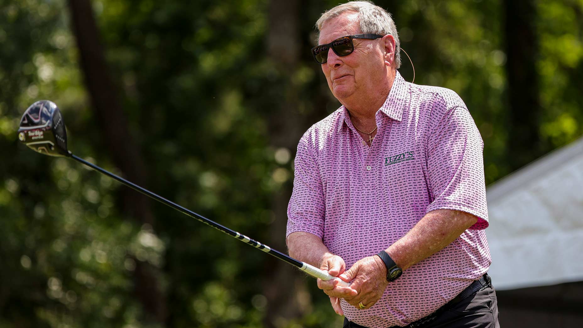 fuzzy zoeller hits tee shot during the 2022 insperity invitational