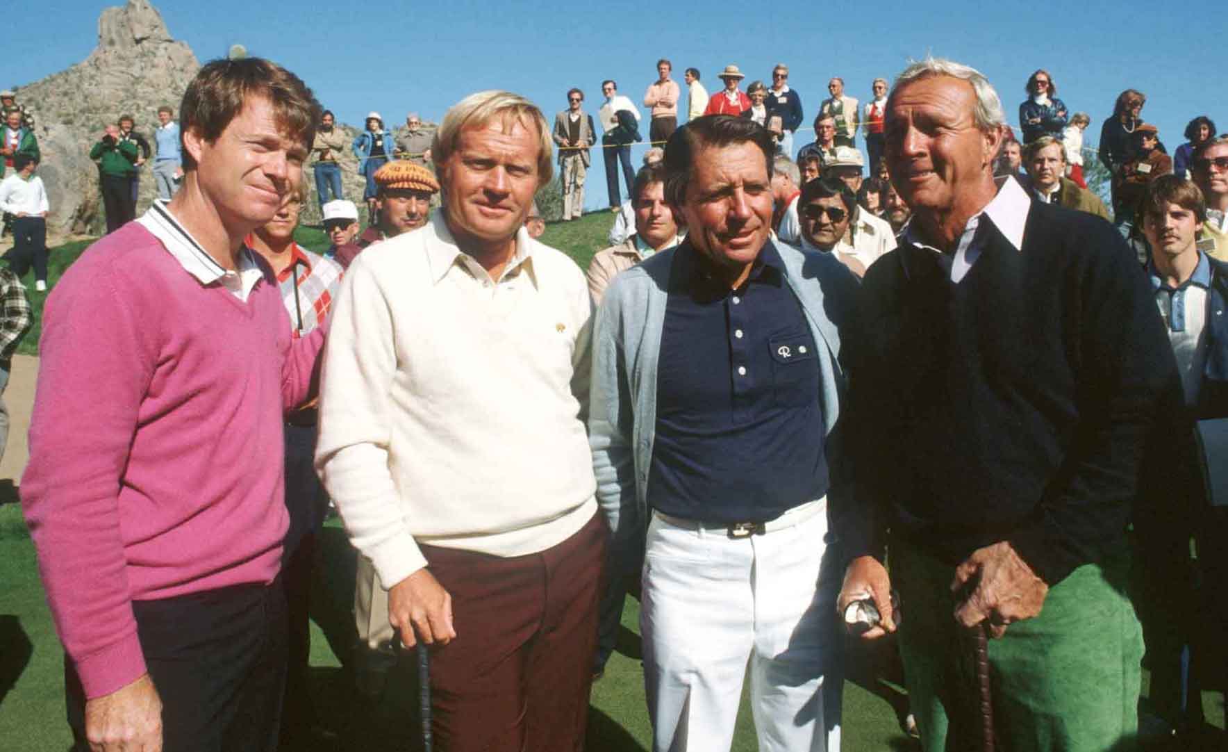 From left: Tom Watson, Jack Nicklaus, Gary Player and Arnold Palmer at the 1983 Skins Game.