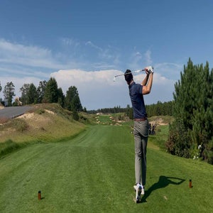 james colgan swings iron at the commons at sand valley