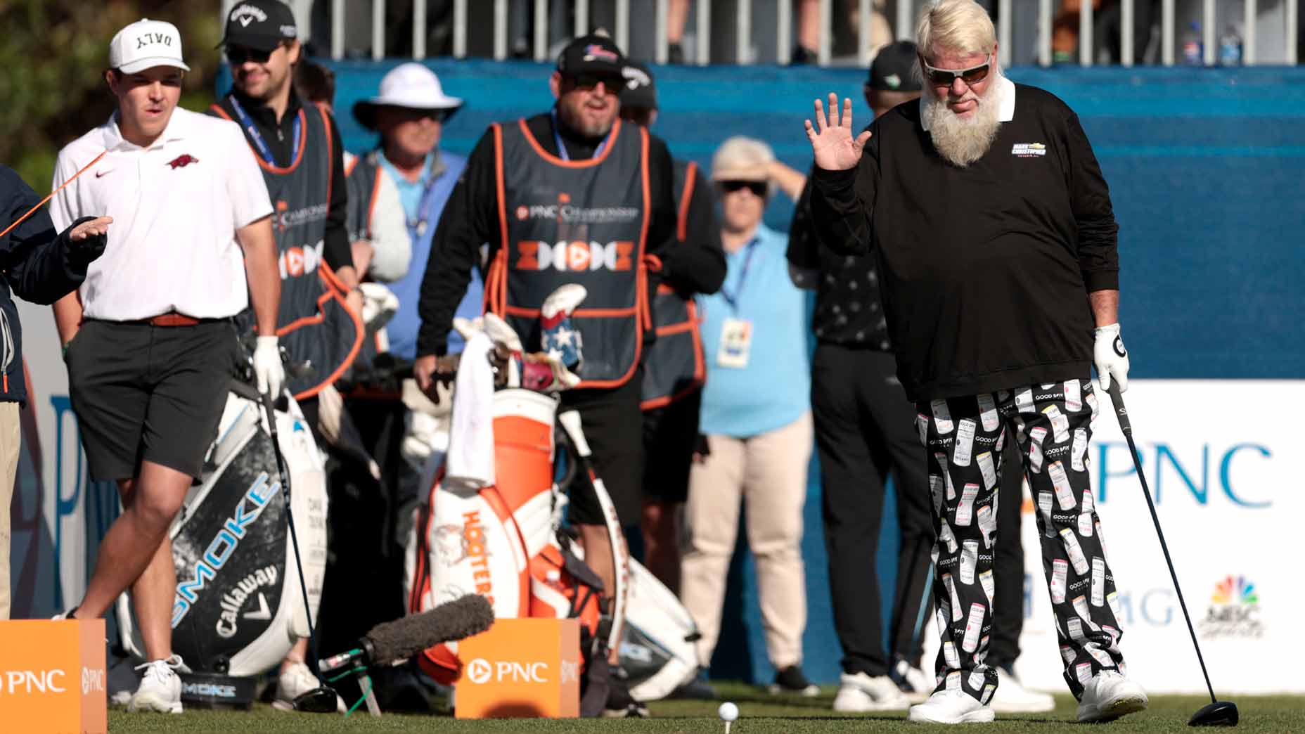 John Daly and John Daly II on the first tee during the PNC Championship.