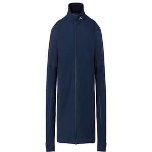 blue rain jacket with white background