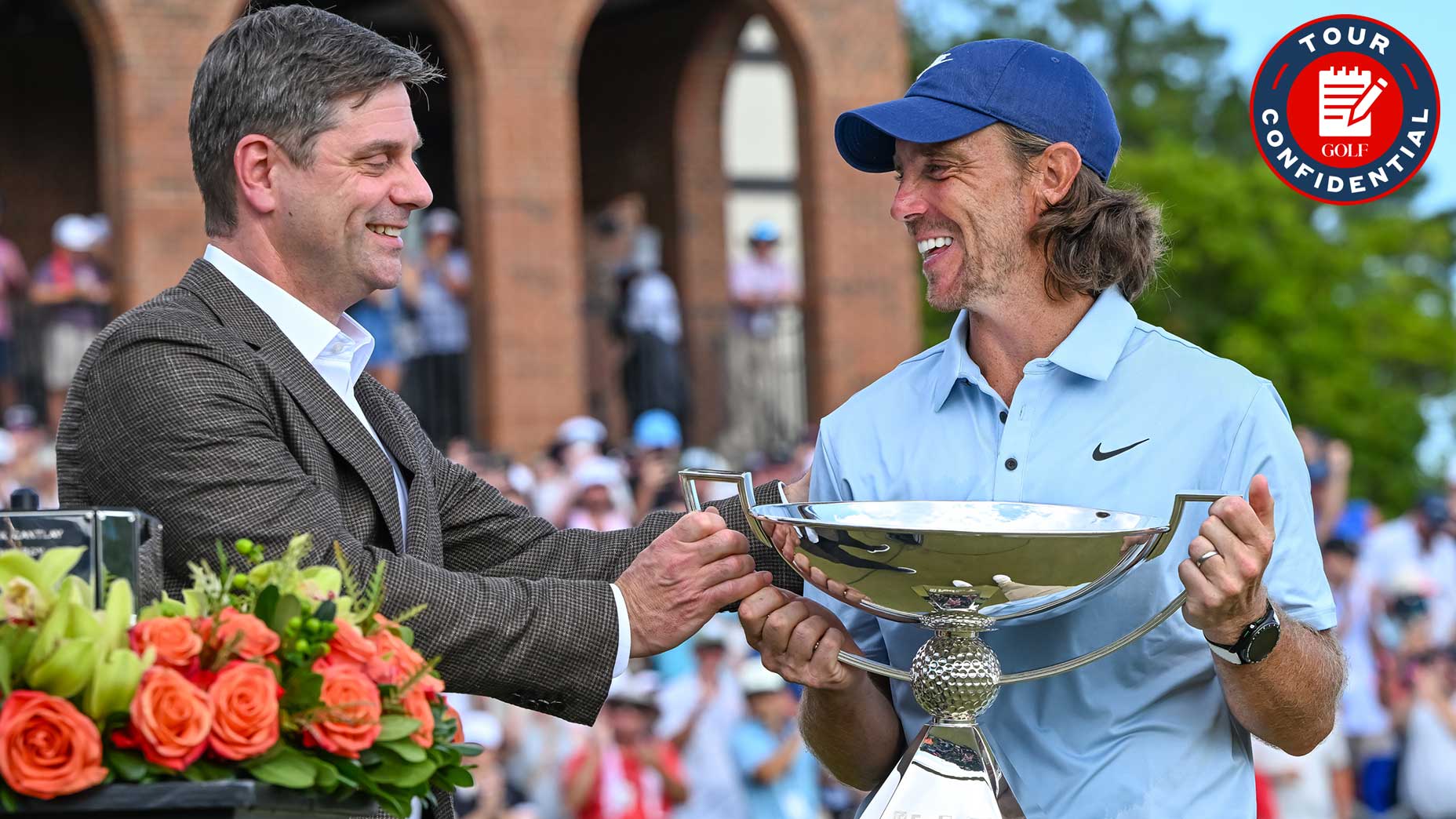 brian rolapp and tommy fleetwood at the tour championship