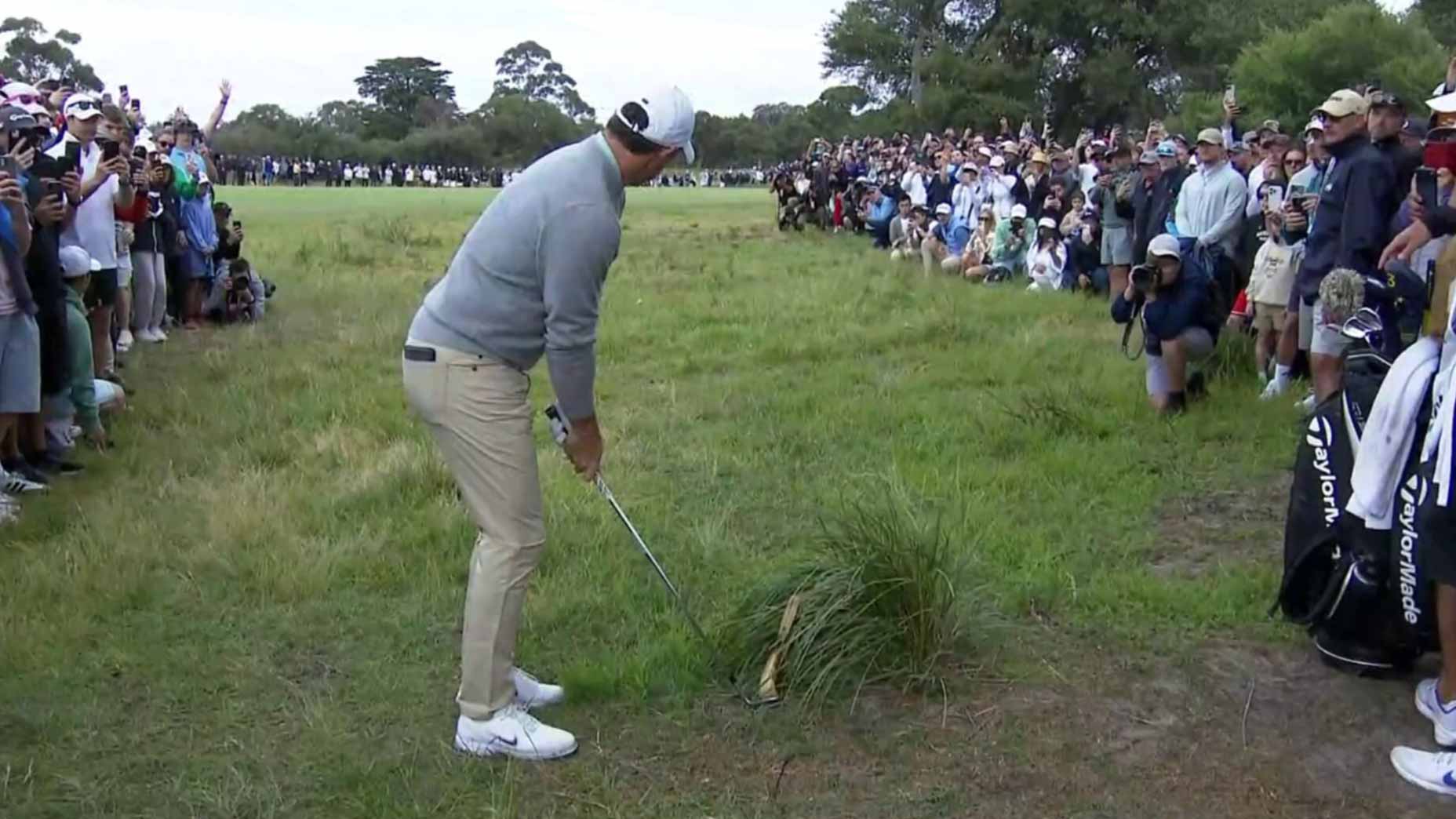 rory mcilroy australia open swings at banana